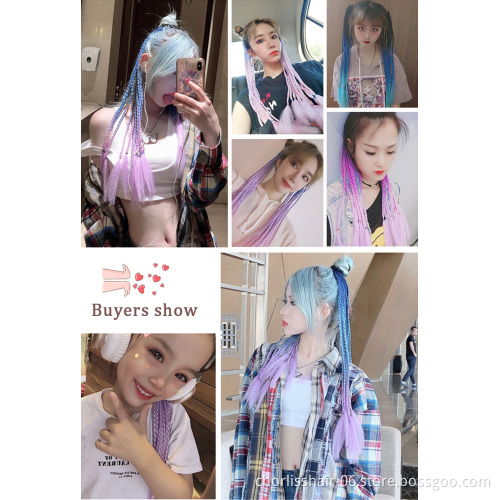 Wholesale 22''Girls Elastic Hair Rope Rubber Bands Hair Accessories Wig Ponytail Hair Ring Kids Twist Braid Rope Headband
